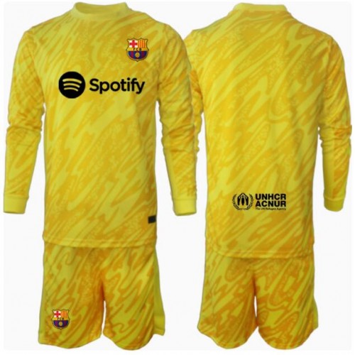 Fotbalové Dres Barcelona Brankářské Dětské Domácí 2024-25 Dlouhý Rukáv (+ trenýrky)